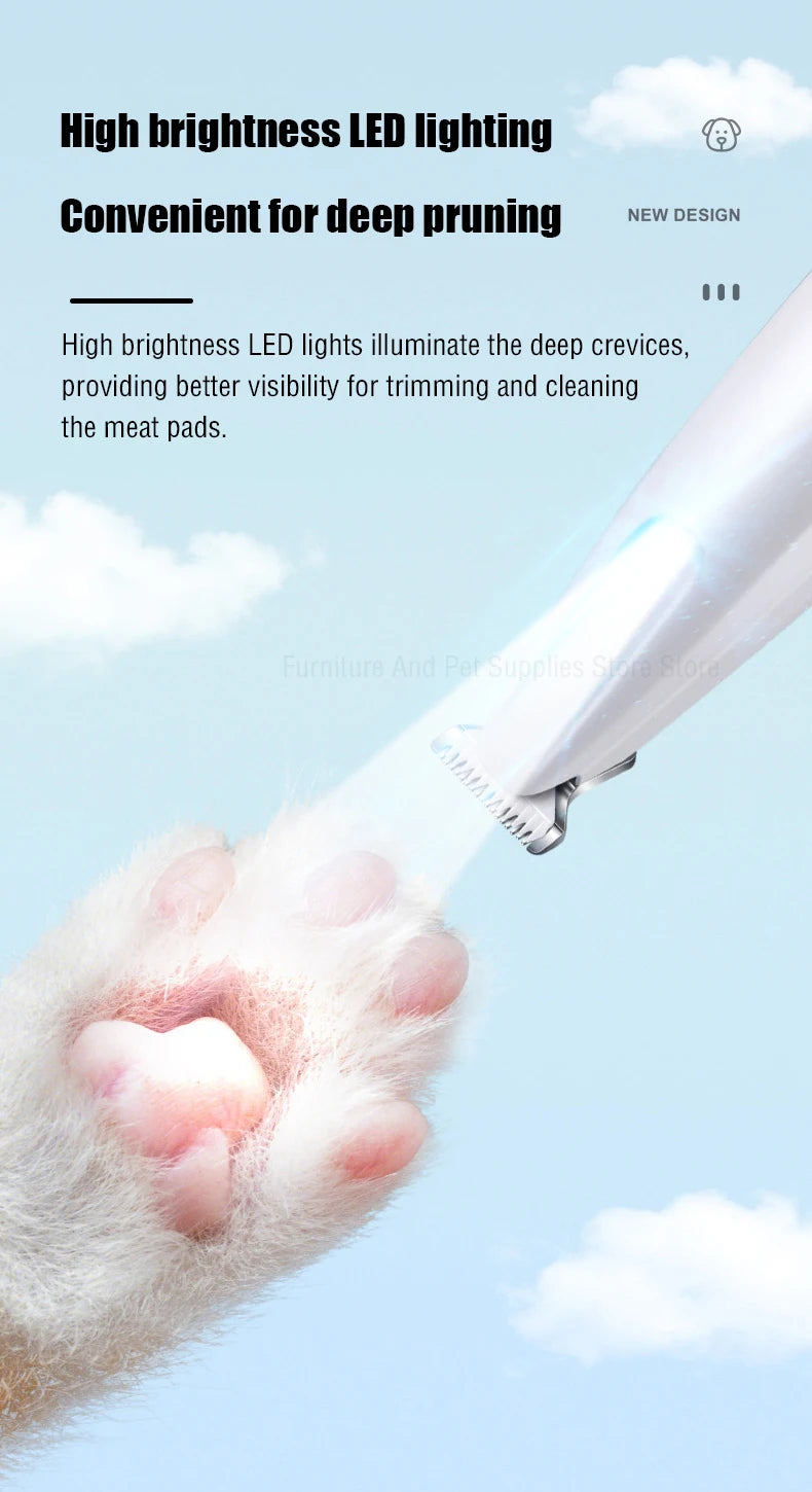 New Dog Paw Trimmer with LED Light Waterproof