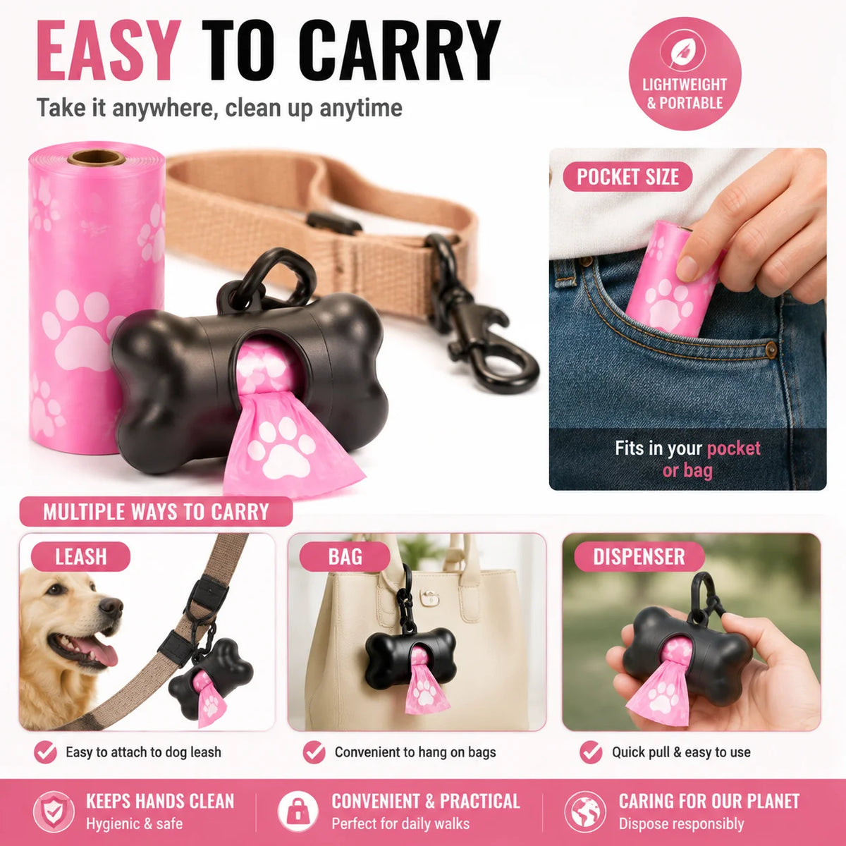 180PCS leakproof dog poop bags