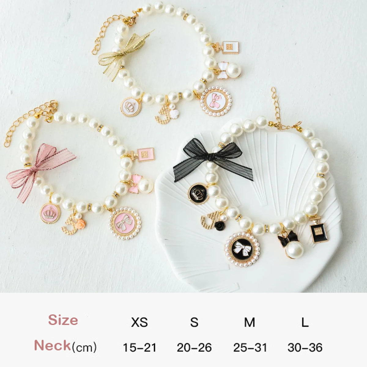 Pet Bow Pearl Collar Cat Jewelry Pendant