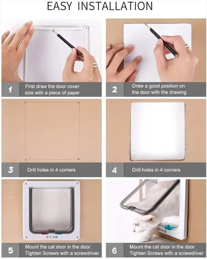 Cat Dog Door Flap Extra with 4 Way Locking Security Flap