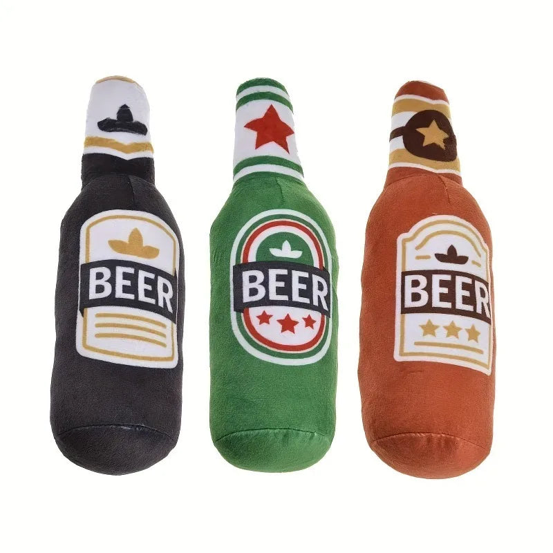 1Pc Realistic Beer Bottle Shaped Squeaky Dog Toy