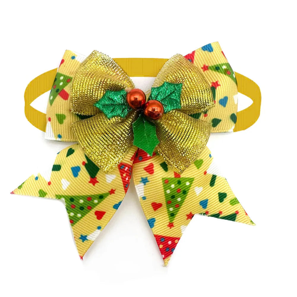 50pcs Christmas Dog Bowtie Snowman Christmas Tree