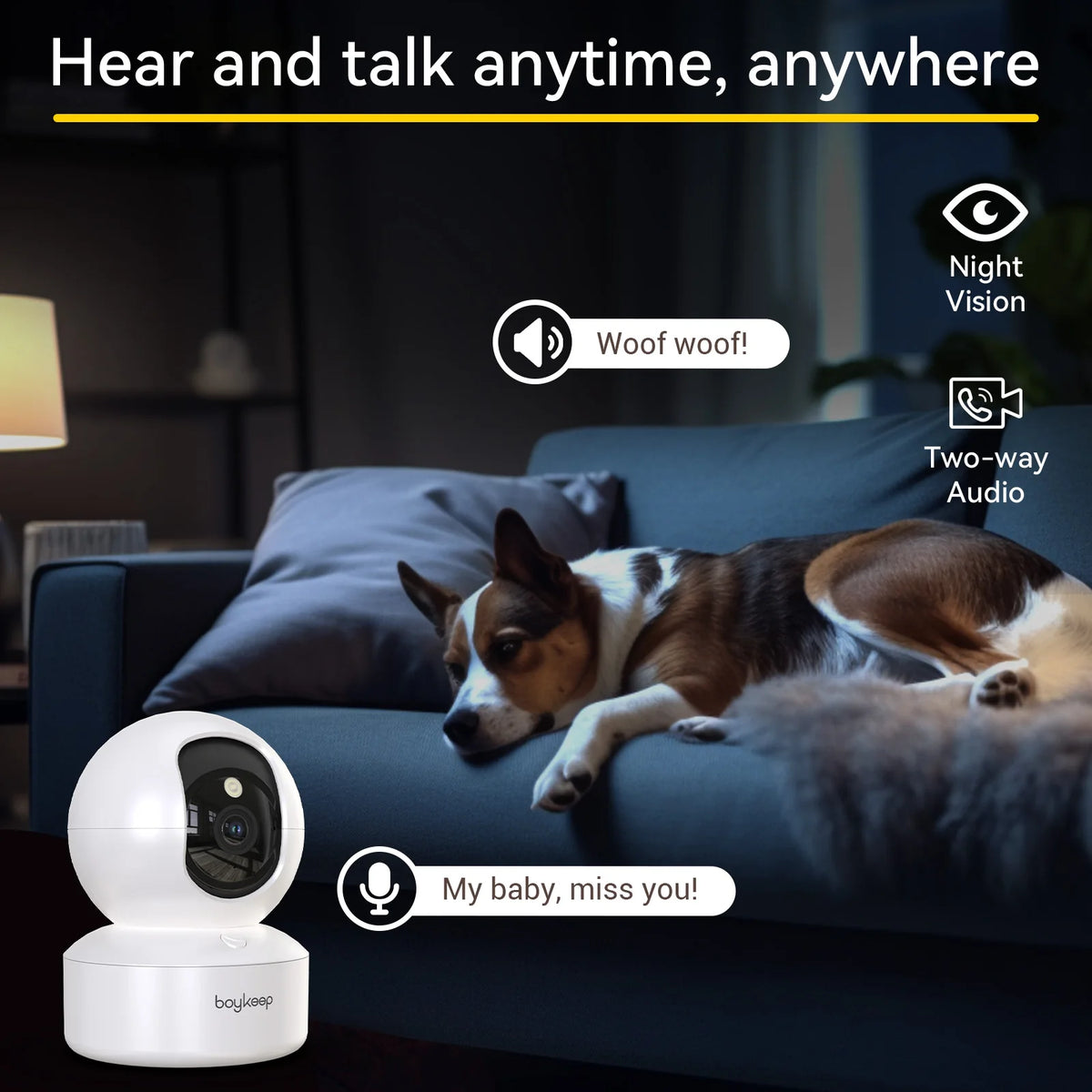 Boykeep 2K Pet Dog Camera with Phone App, 5G/2.4GHz WiFi