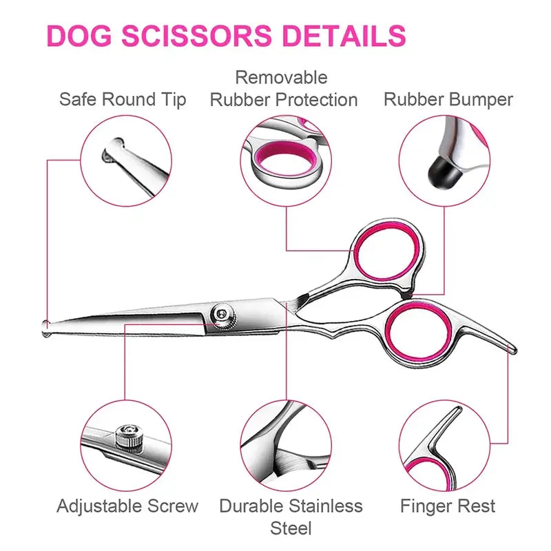 4pcs Pet Safe Scissors - Ambidextrous Stainless Steel Dog