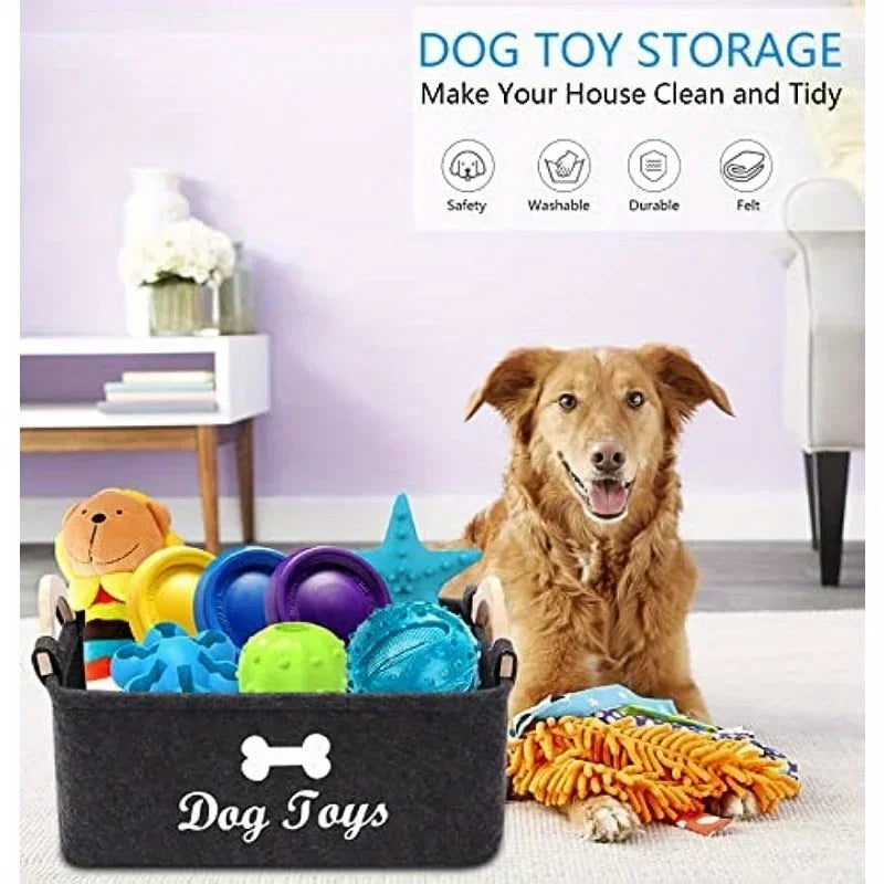 Felt pet toy box, dog toy box