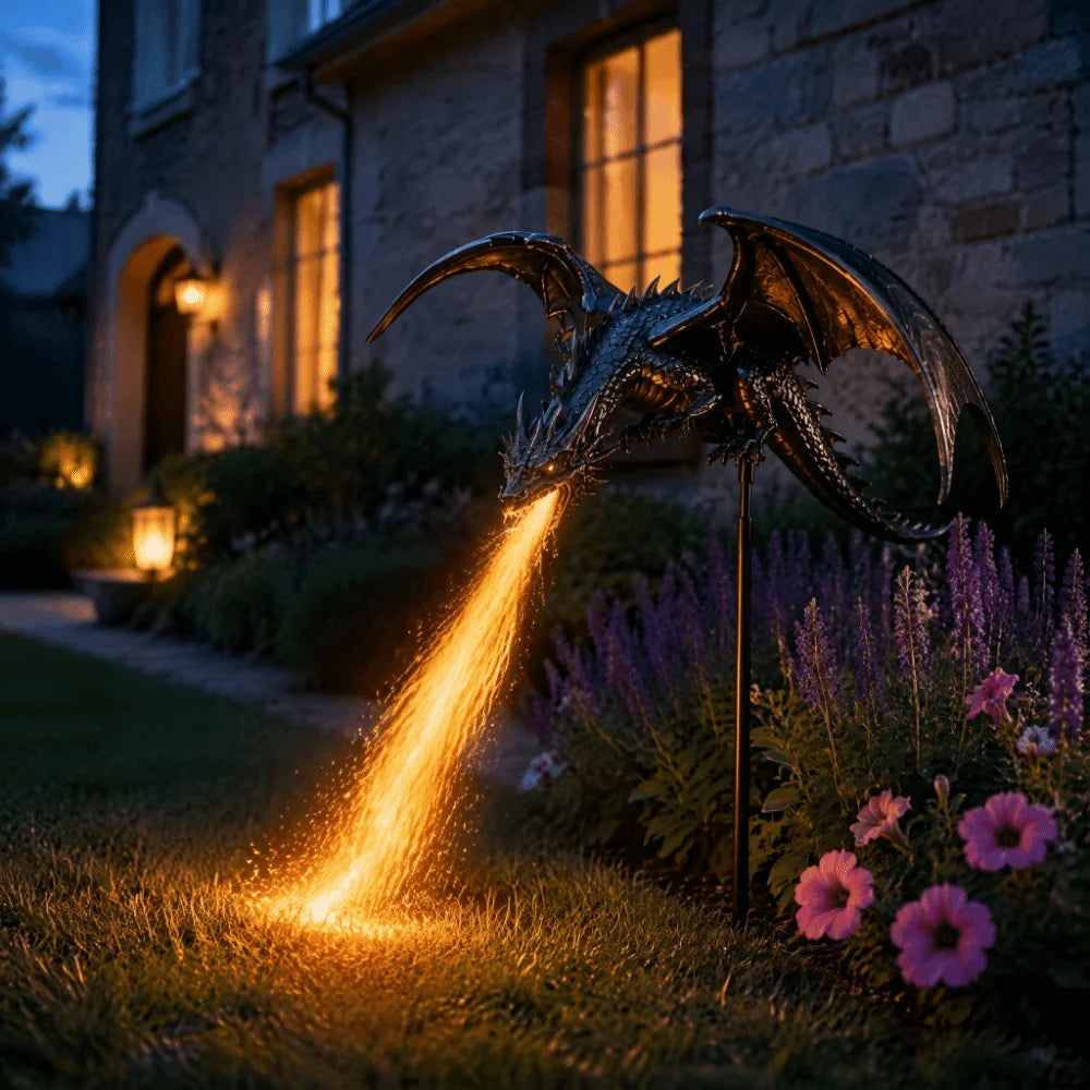 Solar Fire Garden Lamp Dragon Fire Design Waterproof